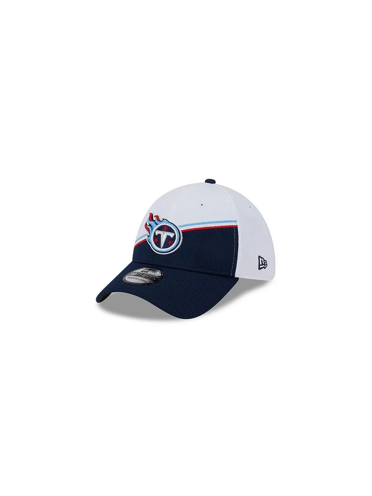 Мужская белая, темно-синяя кепка Tennessee Titans 2023 NFL Sideline 39THIRTY Flex Hat New Era — изображение 4 из 5