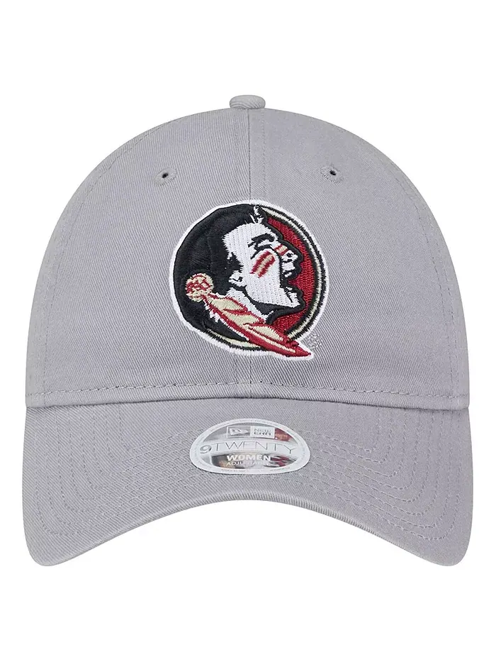 Женская регулируемая кепка 9TWENTY Florida State Seminoles серого цвета с логотипом New Era — изображение 5 из 5