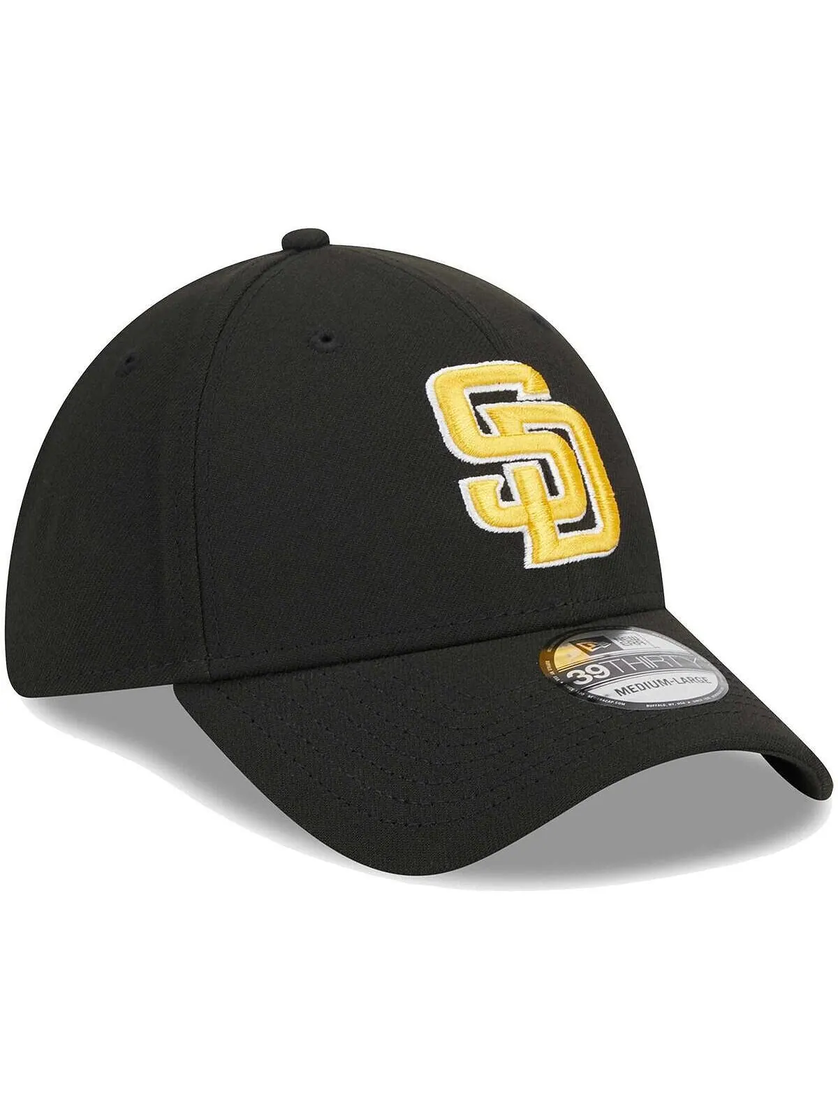 Мужская черная кепка San Diego Padres Logo 39THIRTY Flex Hat New Era — изображение 3 из 4, черный