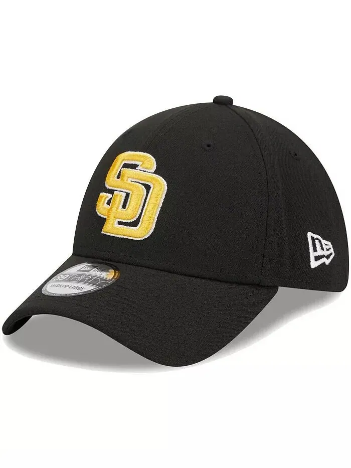 Мужская черная кепка San Diego Padres Logo 39THIRTY Flex Hat New Era — изображение 1 из 4
