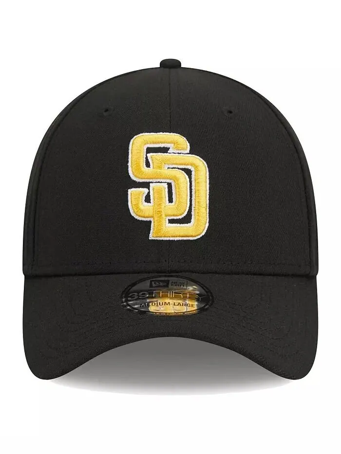 Мужская черная кепка San Diego Padres Logo 39THIRTY Flex Hat New Era — изображение 2 из 4