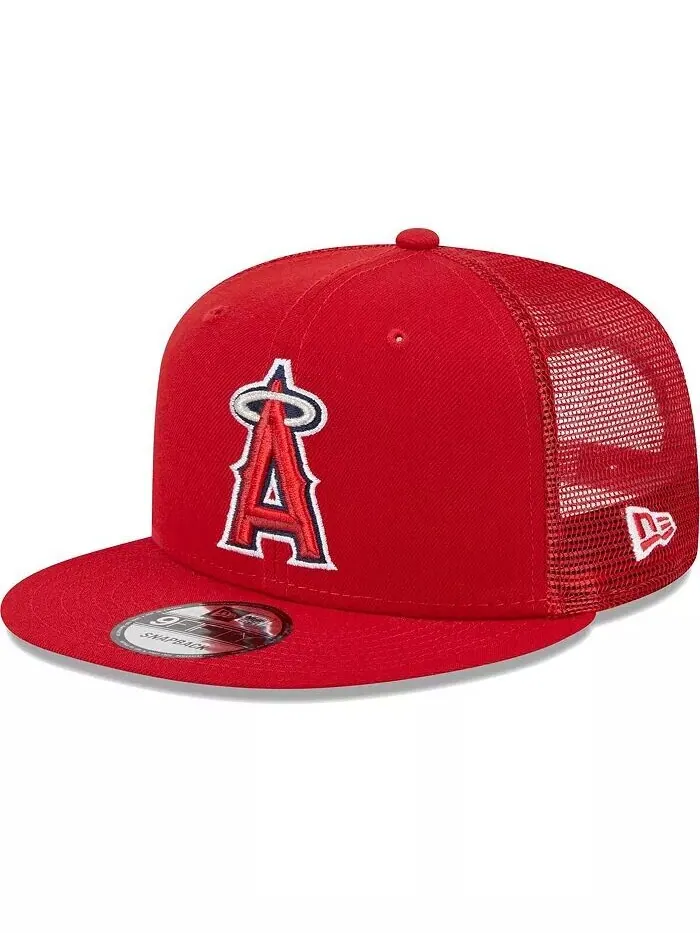 Мужская красная бейсболка-кепка Trucker 9FIFTY цвета команды Los Angeles Angels New Era — изображение 1 из 4