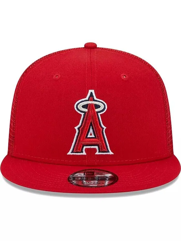 Мужская красная бейсболка-кепка Trucker 9FIFTY цвета команды Los Angeles Angels New Era — изображение 2 из 4