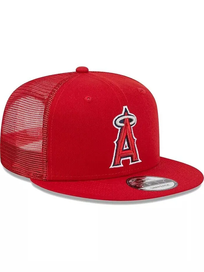 Мужская красная бейсболка-кепка Trucker 9FIFTY цвета команды Los Angeles Angels New Era — изображение 3 из 4