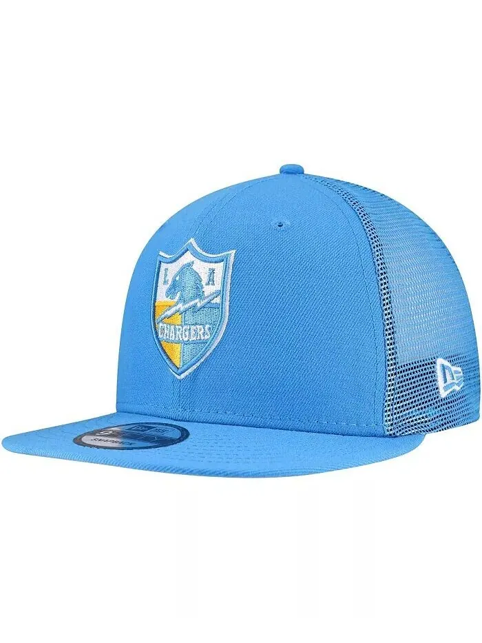 Мужская бейсболка Snapback Los Angeles Chargers Throwback Main Trucker 9FIFTY цвета Powder Blue New
