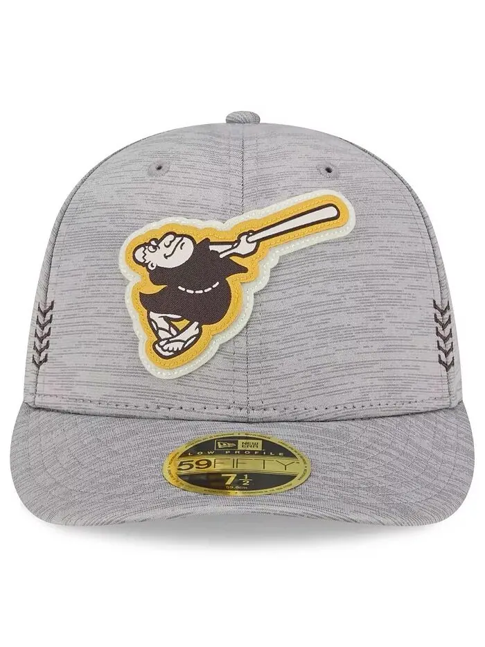 Мужская серая кепка San Diego Padres 2024 Clubhouse Low Profile 59FIFTY Fitted New Era — изображение 2 из 4