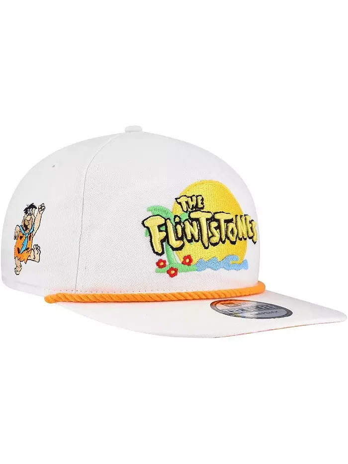 Мужская белая регулируемая кепка The Flintstones Golfer New Era