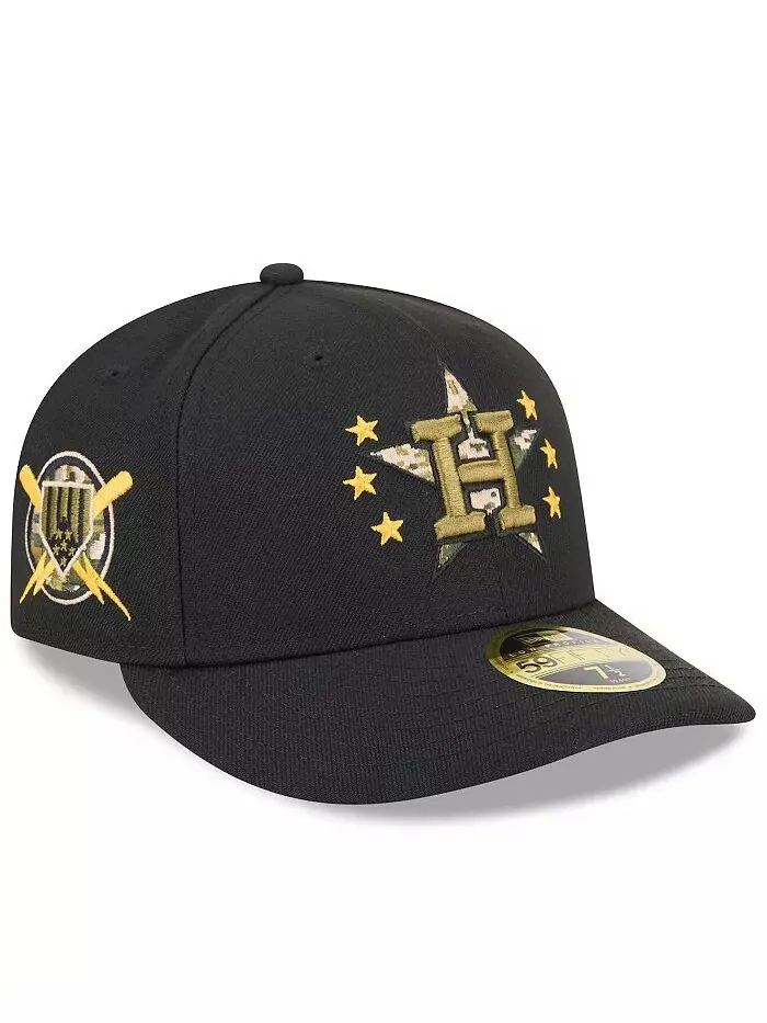 Мужская черная шляпа Houston Astros 2024 Armed Forces Day Low Profile 59FIFTY Fitted Hat New Era