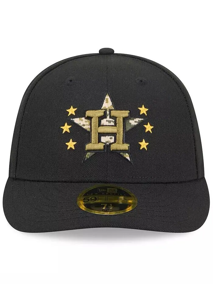 Мужская черная шляпа Houston Astros 2024 Armed Forces Day Low Profile 59FIFTY Fitted Hat New Era — изображение 3 из 4