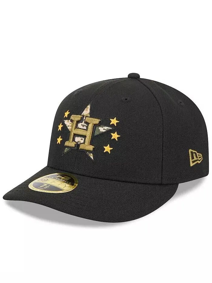 Мужская черная шляпа Houston Astros 2024 Armed Forces Day Low Profile 59FIFTY Fitted Hat New Era — изображение 4 из 4