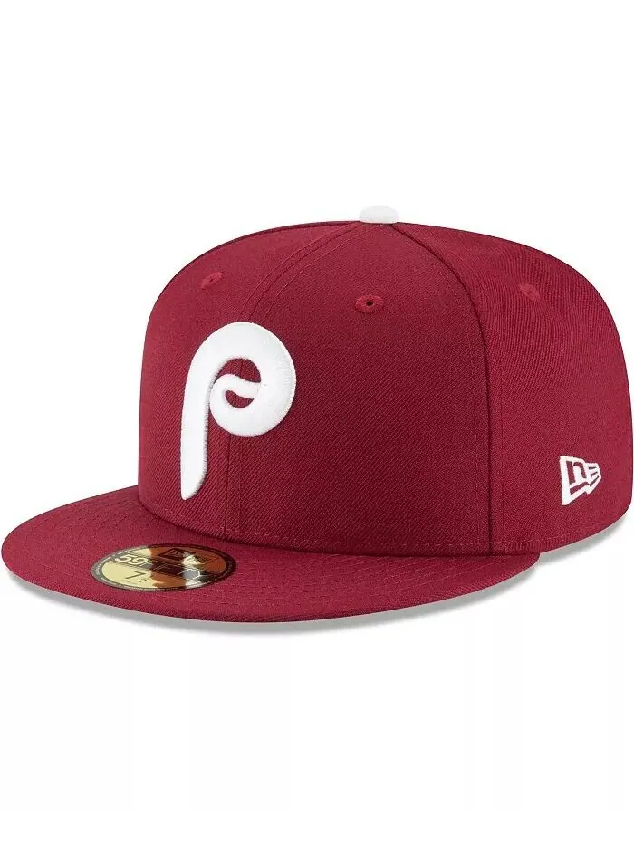 Мужская темно-бордовая шляпа Philadelphia Phillies Cooperstown Collection Wool 59FIFTY Fitted Hat