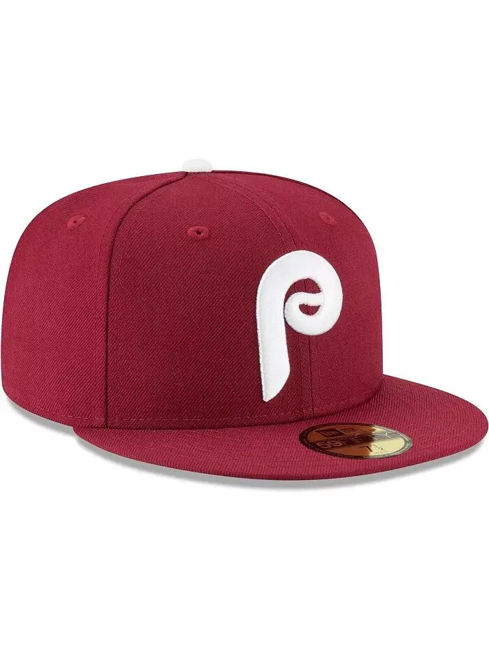 Мужская темно-бордовая шляпа Philadelphia Phillies Cooperstown Collection Wool 59FIFTY Fitted Hat — изображение 3 из 4