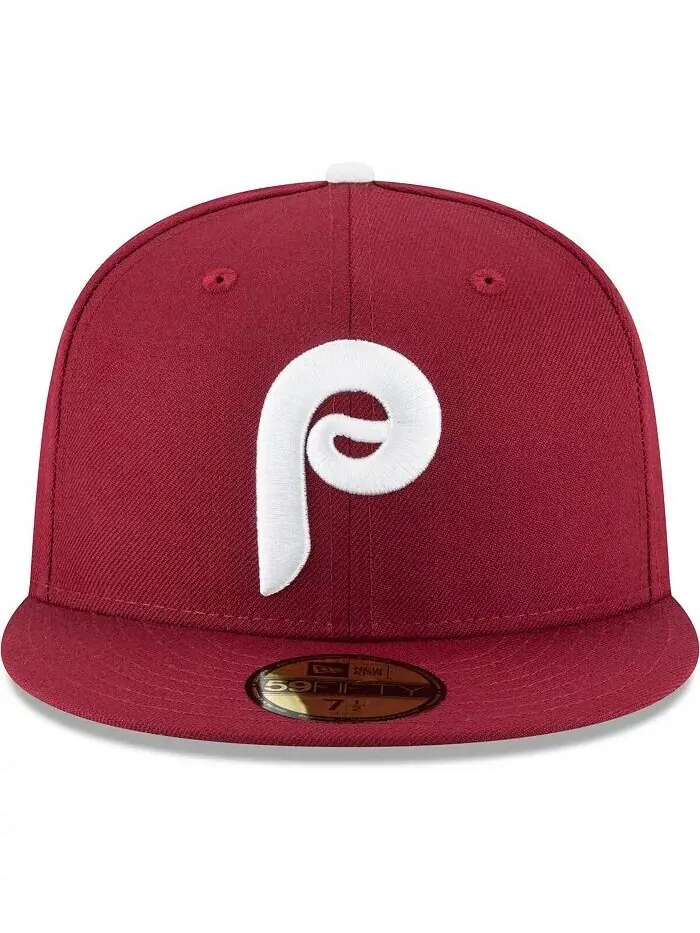 Мужская темно-бордовая шляпа Philadelphia Phillies Cooperstown Collection Wool 59FIFTY Fitted Hat — изображение 4 из 4