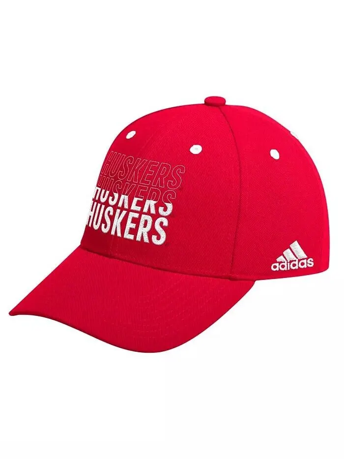 Мужская шапка Scarlet Nebraska Huskers Seasonal Half Font Adjustable adidas