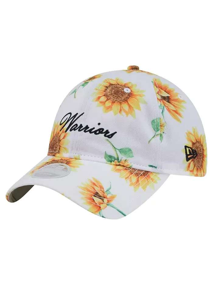 Женская регулируемая кепка Golden State Warriors Adventure Flower 9TWENTY белого цвета New Era