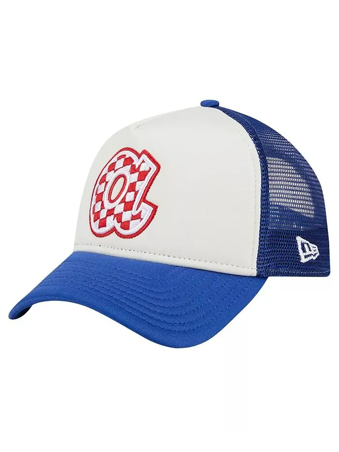Мужская белая/королевская шапка с клетчатым флагом Atlanta Braves A-Frame Trucker 9FORTY Adjustable — изображение 3 из 4