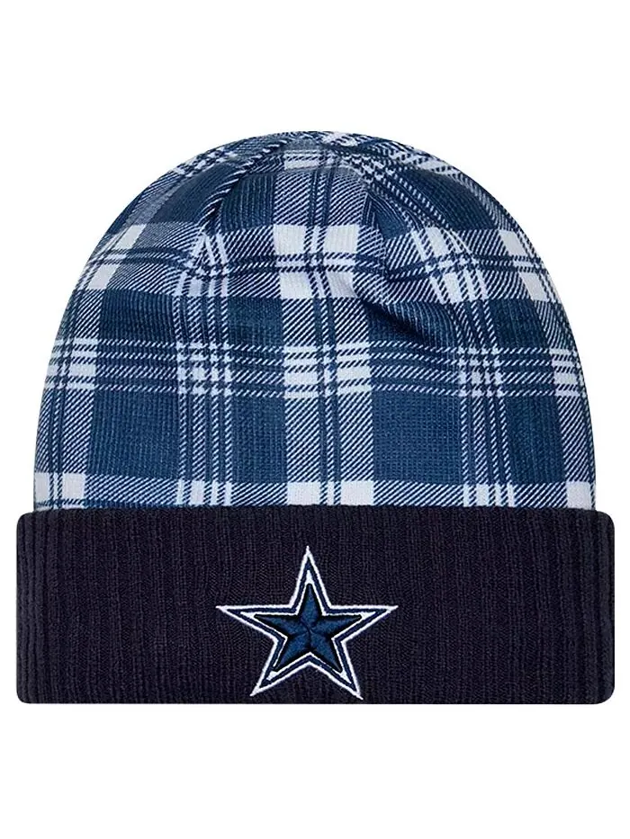 Мужская темно-синяя вязаная шапка с манжетами Dallas Cowboys Sideline New Era