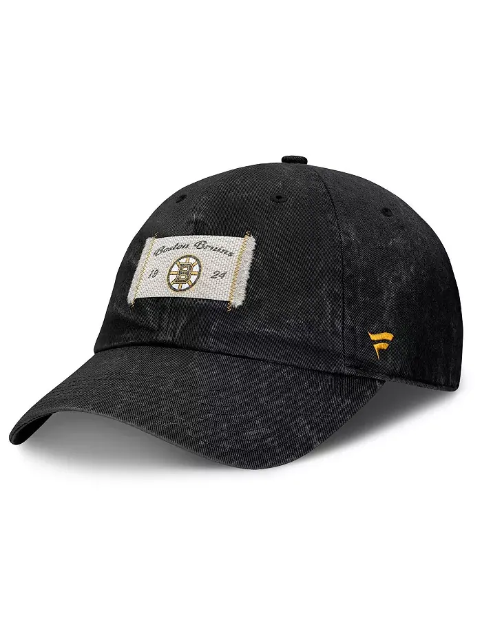 Женская черная регулируемая бейсболка Boston Bruins Heritage Away Game Fanatics