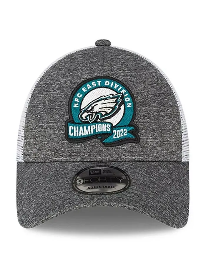 Мужская регулируемая шляпа Хизер Грей Филадельфия Иглз 2022 NFC East Division Champions Раздевалка — изображение 4 из 5