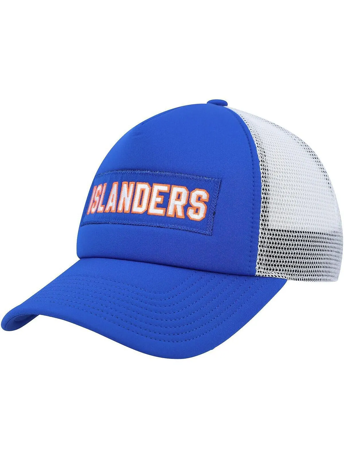 Мужская королевская белая кепка New York Islanders Team Plate Trucker Snapback adidas