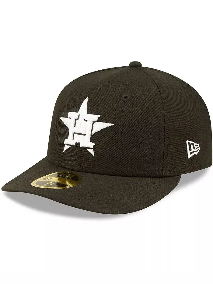 Мужская шляпа Houston Astros черного и белого цвета с низким профилем 59FIFTY Fitted New Era — изображение 1 из 5