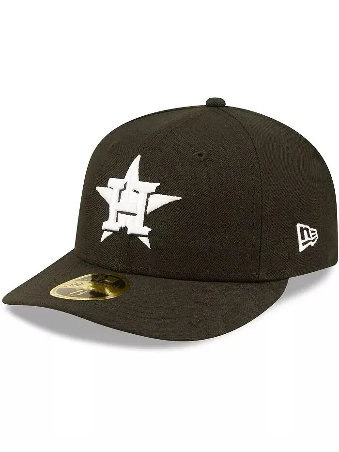 Мужская шляпа Houston Astros черного и белого цвета с низким профилем 59FIFTY Fitted New Era — изображение 2 из 5