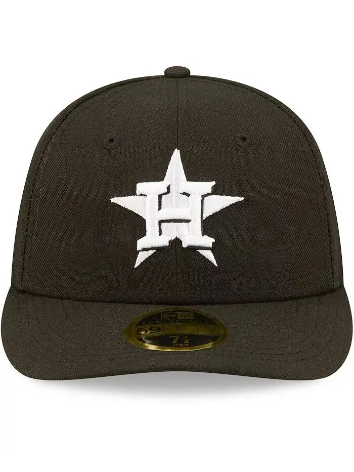 Мужская шляпа Houston Astros черного и белого цвета с низким профилем 59FIFTY Fitted New Era — изображение 3 из 5