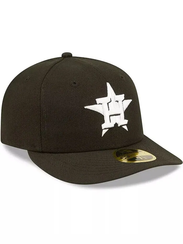 Мужская шляпа Houston Astros черного и белого цвета с низким профилем 59FIFTY Fitted New Era — изображение 4 из 5
