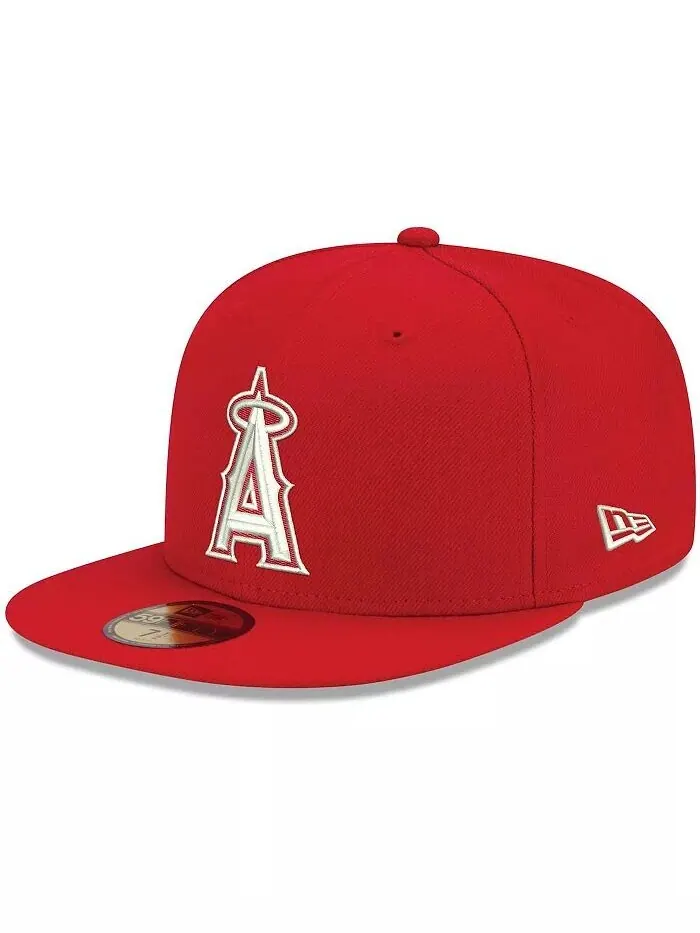Мужская красная приталенная шляпа с логотипом Los Angeles Angels 59FIFTY New Era