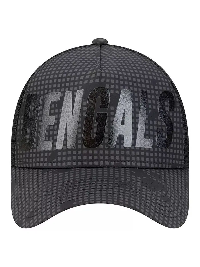 Мужская черная регулируемая кепка Trucker 9FORTY с текстом в тон и оправой Cincinnati Bengals — изображение 2 из 5