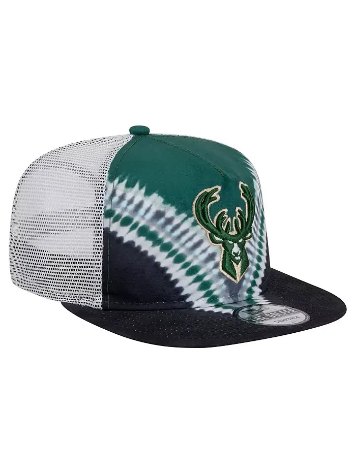 Мужская черно-зеленая бейсболка-кнопка для гольфа Milwaukee Bucks Throwback Dye New Era — изображение 4 из 5