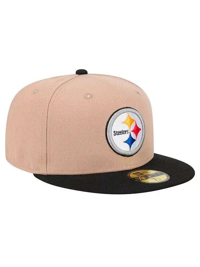 Мужская светло-коричневая бейсболка Pittsburgh Steelers Logo Main 59FIFTY Fitted Hat New Era — изображение 4 из 5