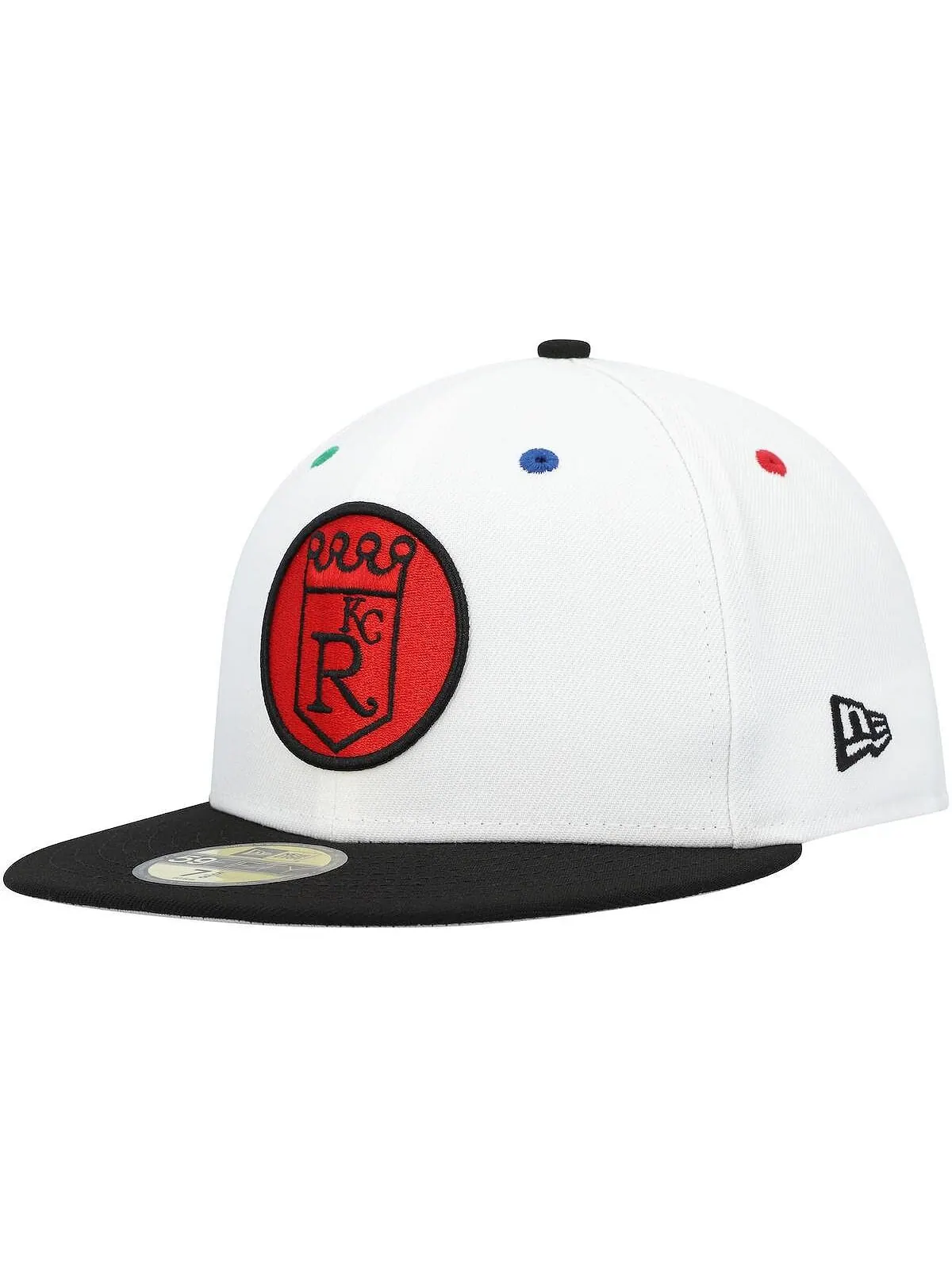 Мужская белая, черная приталенная шляпа Kansas City Royals Primary Eye 59FIFTY New Era — изображение 3 из 5, белый черный