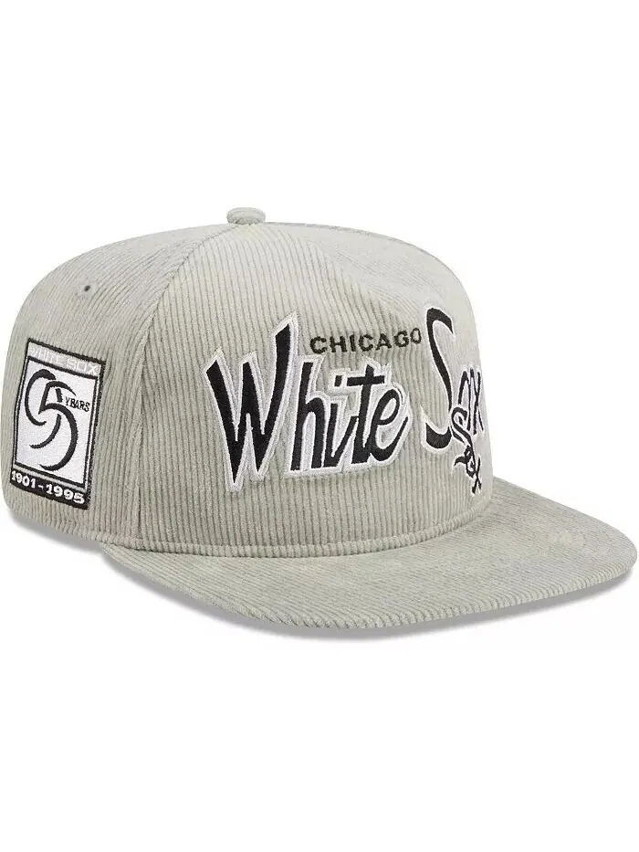 Мужская серая вельветовая регулируемая шляпа для гольфиста Chicago White Sox New Era