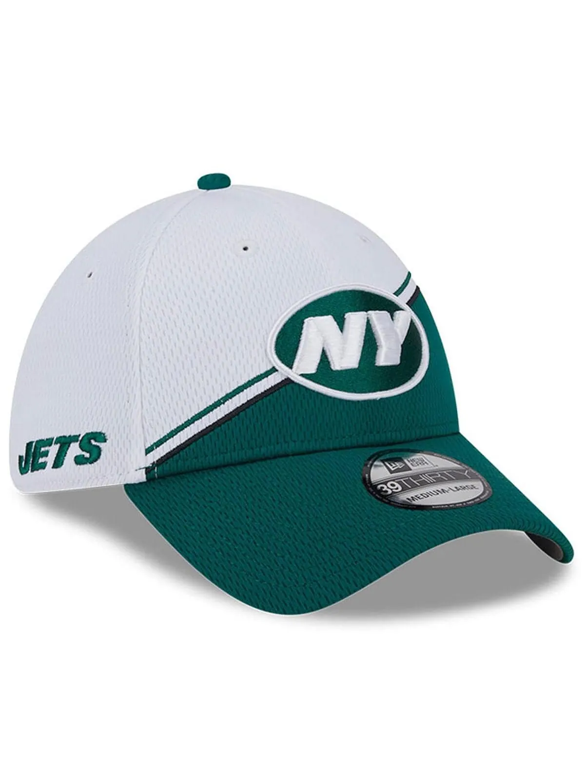 Мужская бело-зеленая гибкая кепка New York Jets 2023 NFL Sideline 39THIRTY New Era — изображение 1 из 3, белый зеленый