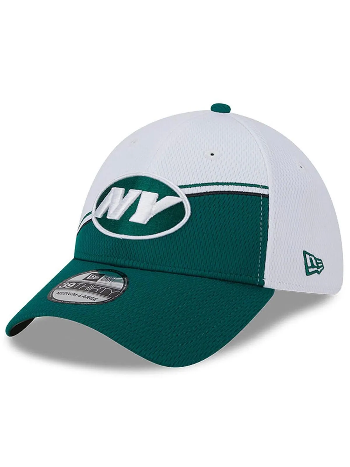 Мужская бело-зеленая гибкая кепка New York Jets 2023 NFL Sideline 39THIRTY New Era — изображение 2 из 3, белый зеленый