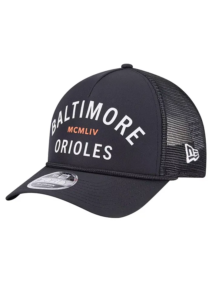 Мужская черная шапка Baltimore Orioles Minimalist 9FORTY A-Frame с регулировкой New Era