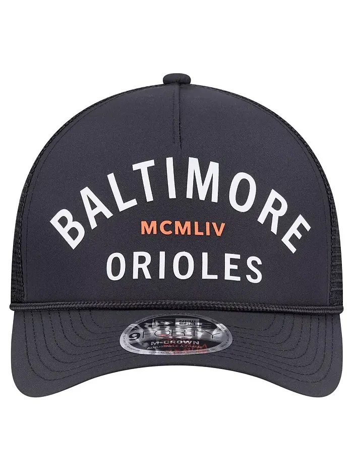 Мужская черная шапка Baltimore Orioles Minimalist 9FORTY A-Frame с регулировкой New Era — изображение 2 из 3