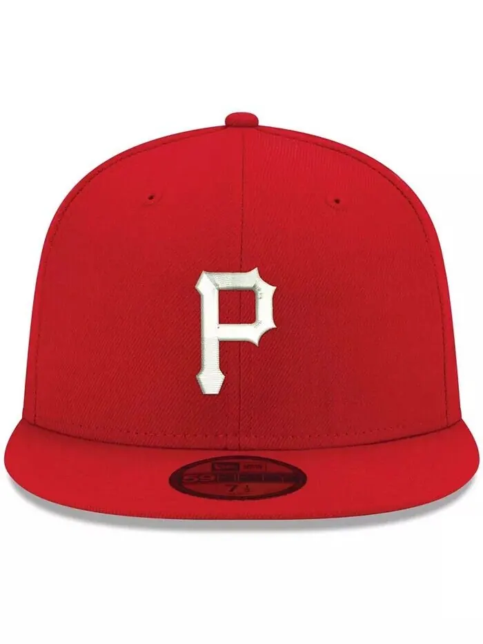Мужская красная приталенная шляпа с логотипом Pittsburgh Pirates, белая 59FIFTY New Era — изображение 2 из 4