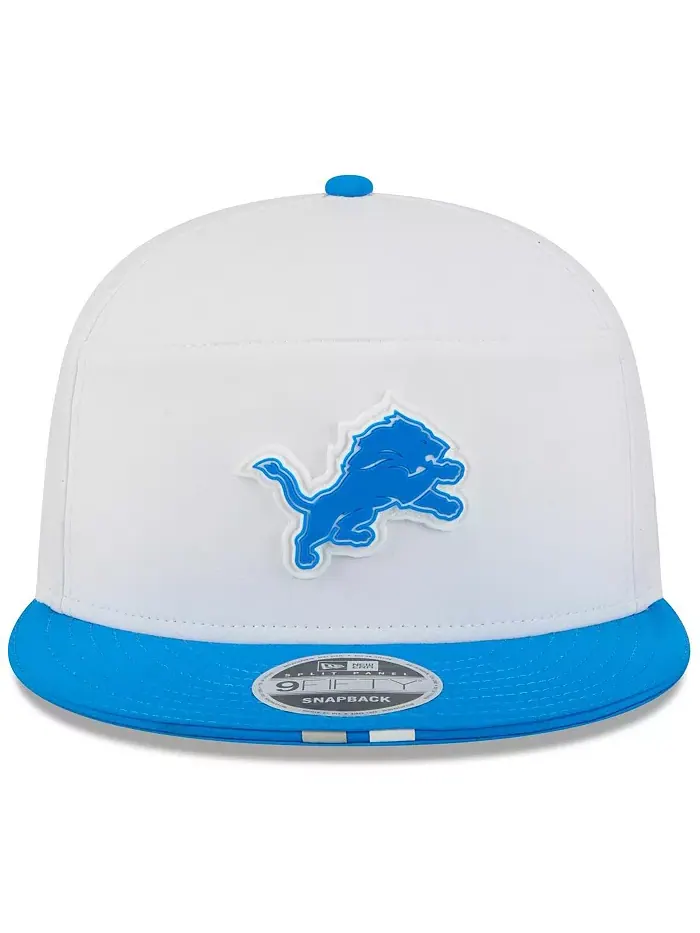 Мужская бело-голубая кепка Detroit Lions 9FIFTY Snapback с раздельными панелями для тренировочного — изображение 2 из 4