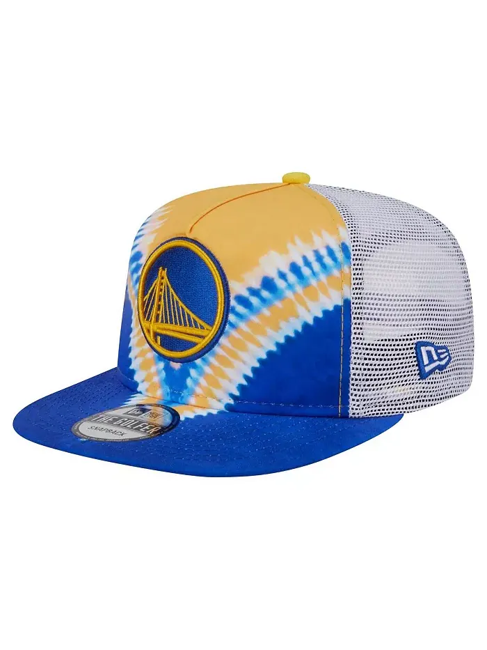 Мужская Royal/Gold Golden State Warriors ретро крашенная кепка Golfer Snapback New Era