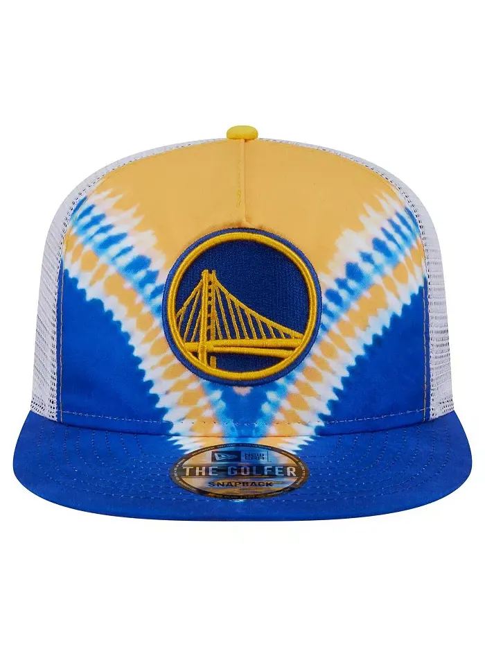 Мужская Royal/Gold Golden State Warriors ретро крашенная кепка Golfer Snapback New Era — изображение 2 из 4
