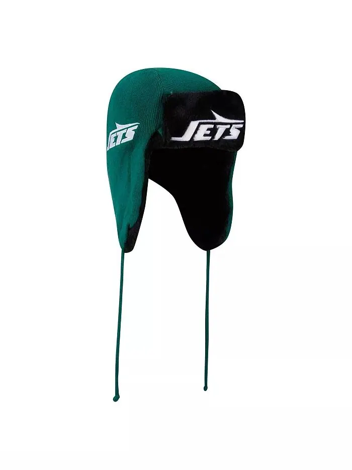 Мужская зеленая вязаная шапка New York Jets Helmet Head Trapper New Era — изображение 3 из 4