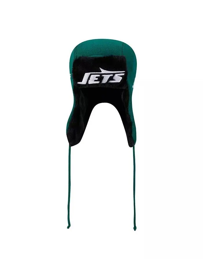 Мужская зеленая вязаная шапка New York Jets Helmet Head Trapper New Era — изображение 4 из 4