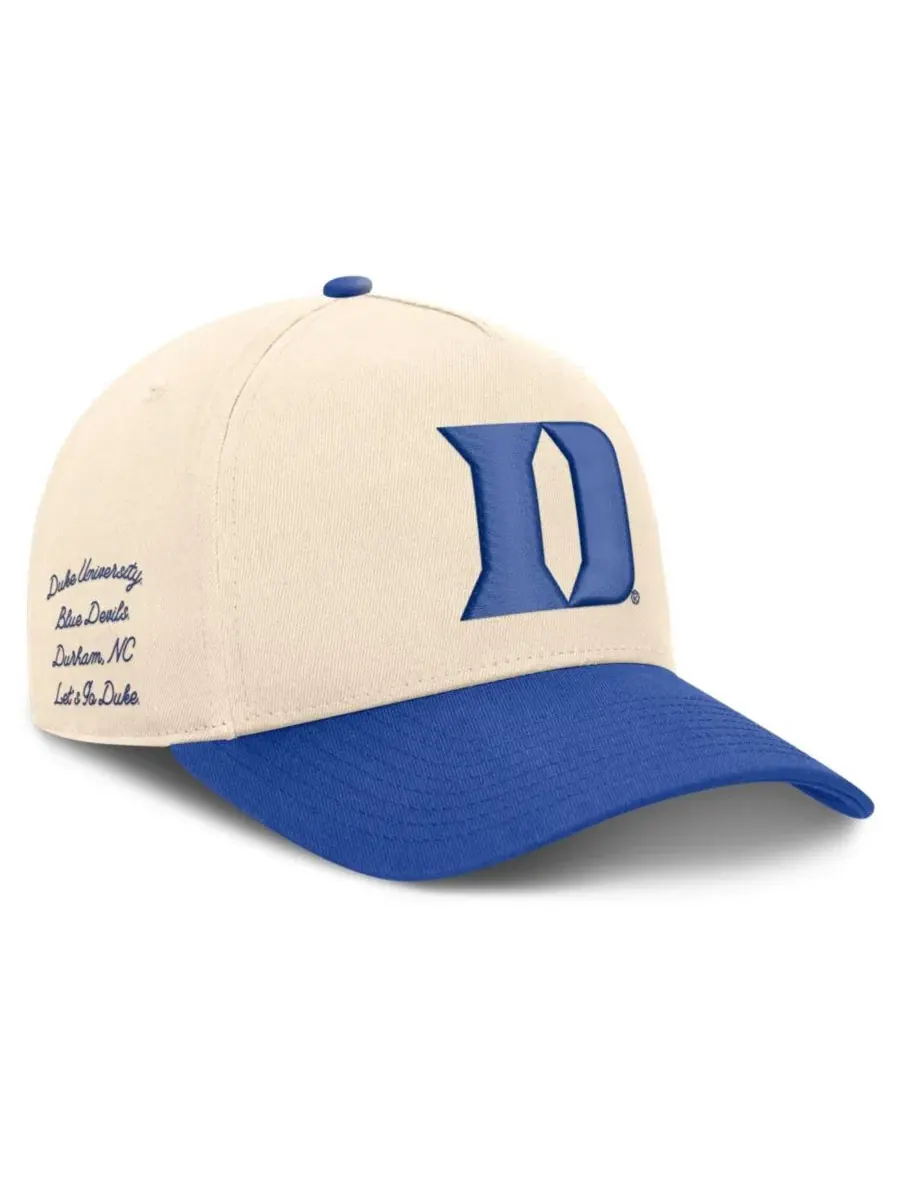 Бейсболка Nike Duke Blue Devils Campus Prep Rise Adjustable Hat, Natural Royal — изображение 3 из 4