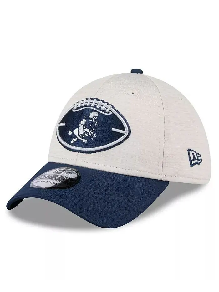 Мужская кепка Stone/Navy Dallas Cowboys 2024 Sideline Historic 39THIRTY Flex New Era