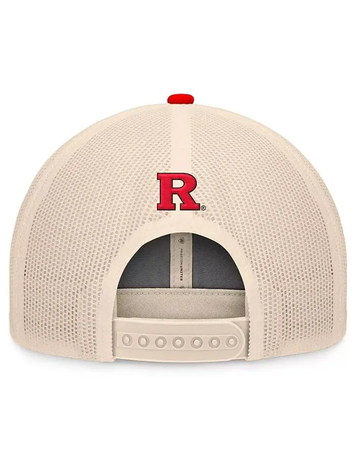 Мужская алая/натуральная кепка Rutgers Scarlet Knights Bennett Trucker с регулируемой посадкой Top — изображение 2 из 4