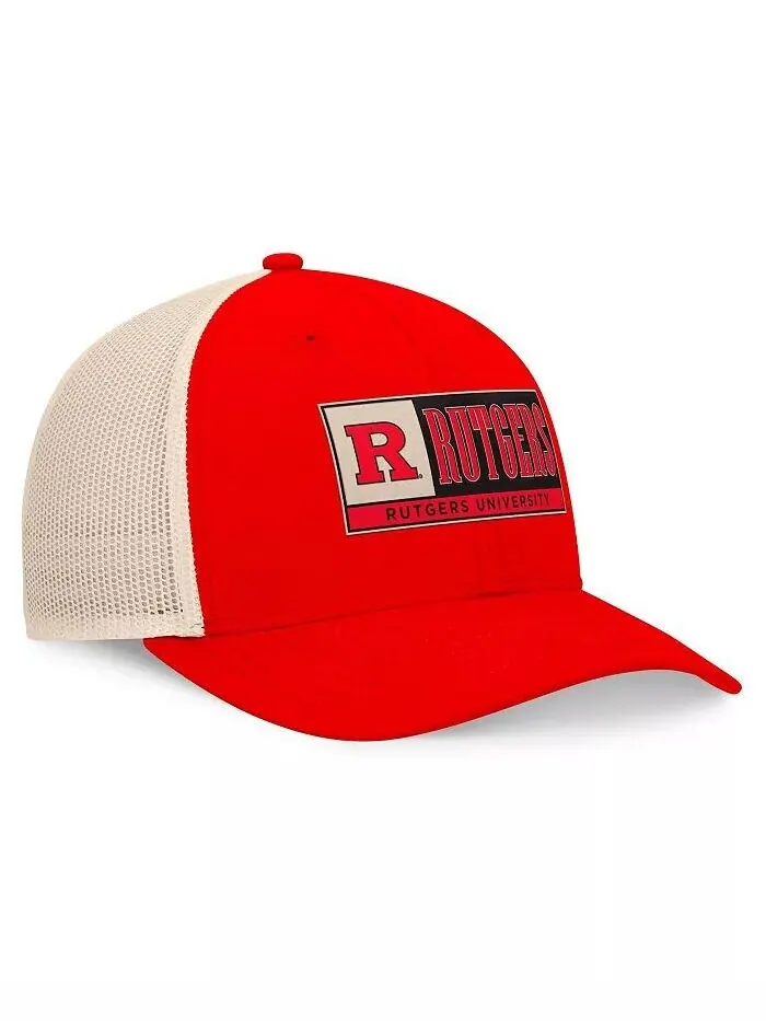 Мужская алая/натуральная кепка Rutgers Scarlet Knights Bennett Trucker с регулируемой посадкой Top — изображение 3 из 4