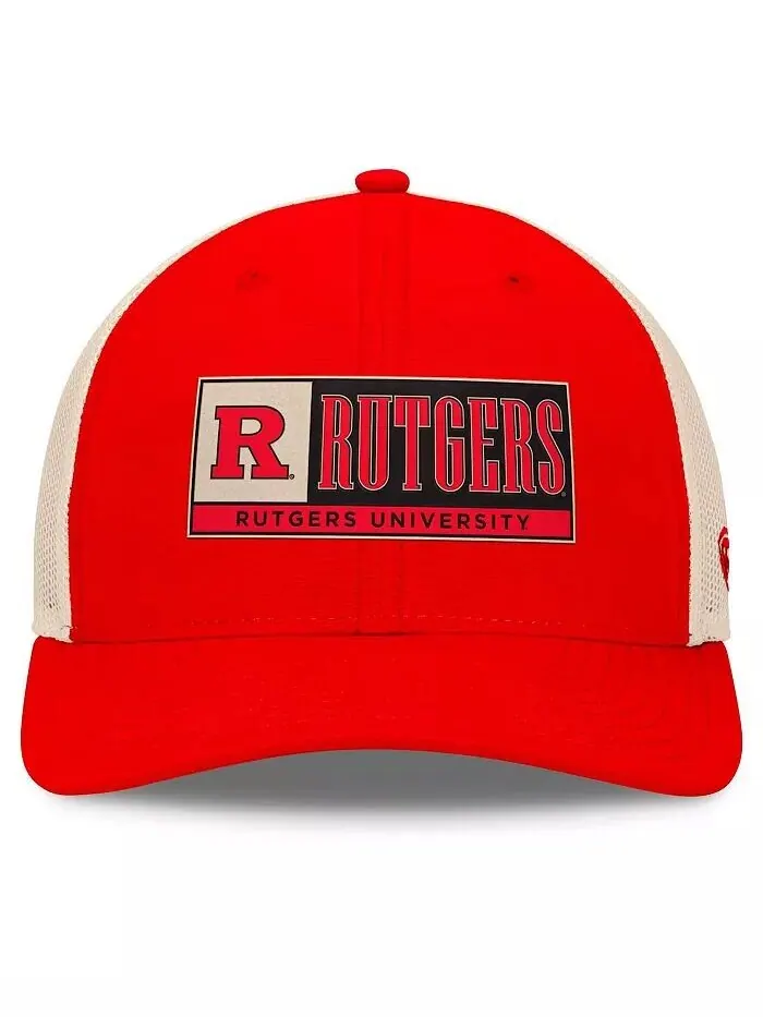 Мужская алая/натуральная кепка Rutgers Scarlet Knights Bennett Trucker с регулируемой посадкой Top — изображение 4 из 4