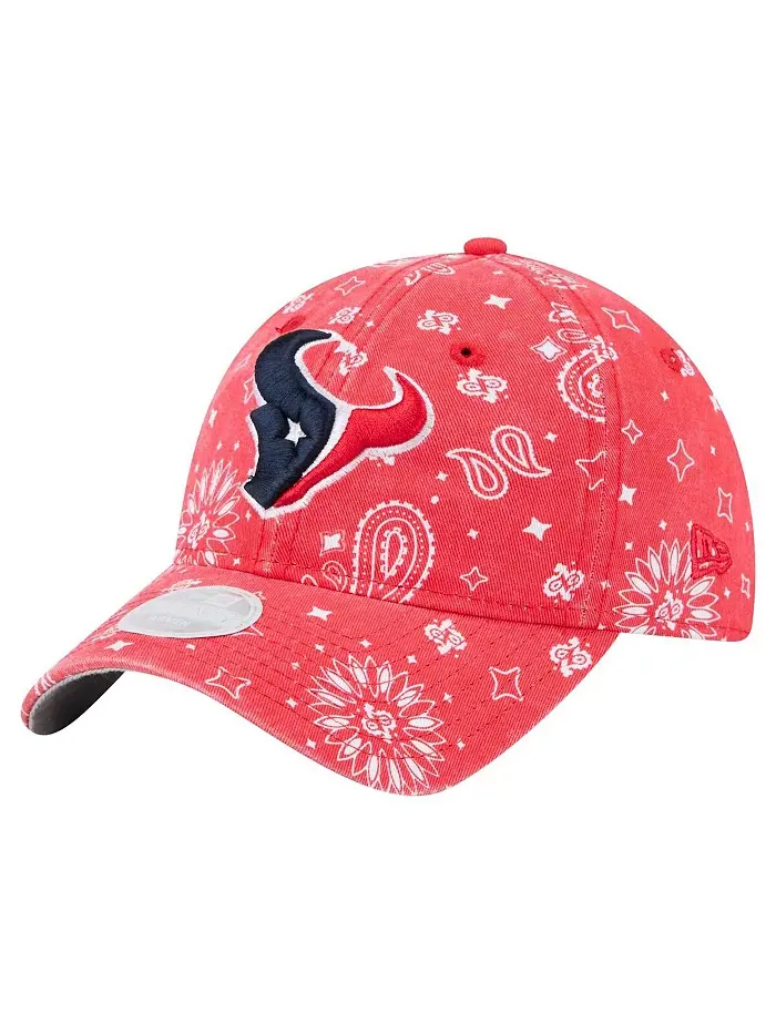 Женская регулируемая кепка Houston Texans Paisley 9TWENTY красного цвета New Era